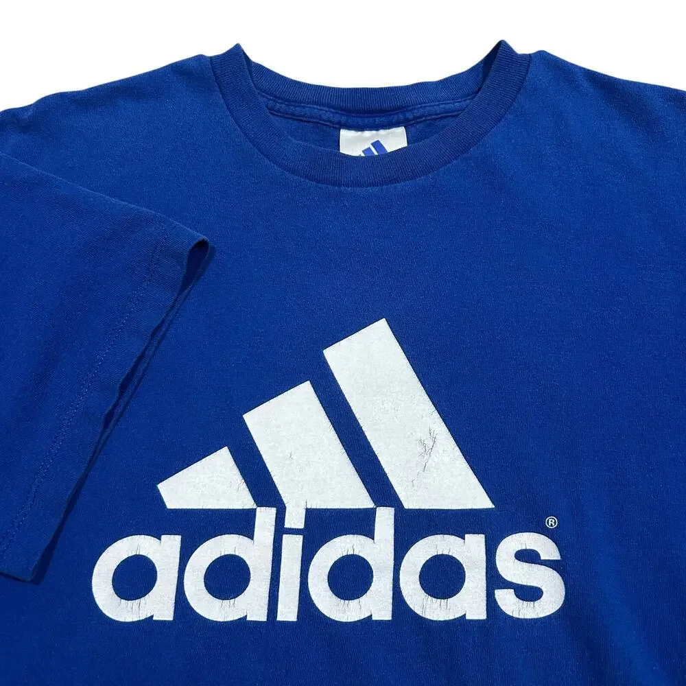 Vintage Y2K Adidas Big Logo T-Shirt Men’s Medium Blue Hip Hop Skate Tee